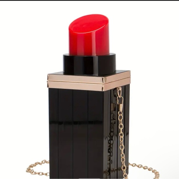 Chic Lipstick-Shaped Handbag in Red and Black NWT - Picture 4 of 9